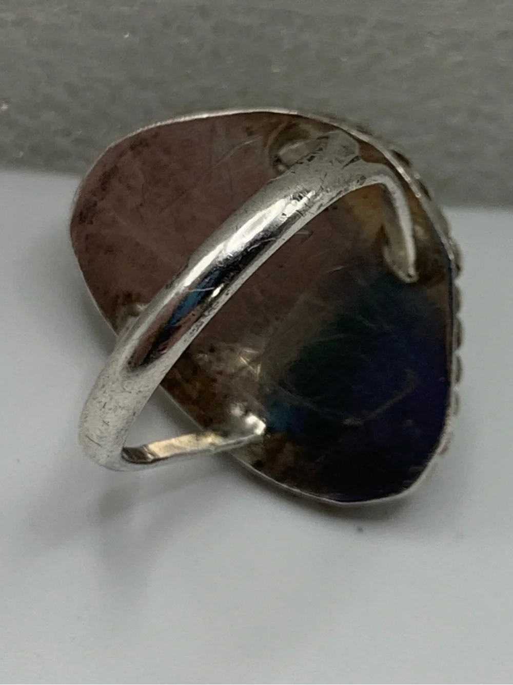 Vintage Navajo Style Green Turquoise Ring Sterling Silver Size 6 6.60g